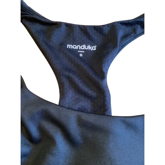 MANDUKA 2 PC BLACK ACTIVEWEAR SET WRAP BAND SPORT BRA S BOTTOM M - Picture 6 of 12